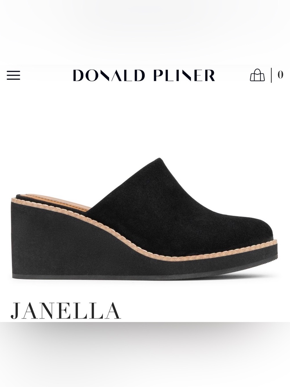 Donald J. Pliner Janella Black Suede Wedge Mule size 8 never worn